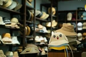 A room filled with lots of hats on shelves